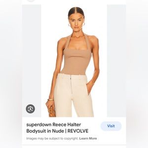 Revolve Superdown Reese Halter Bodysuit Nude Size M